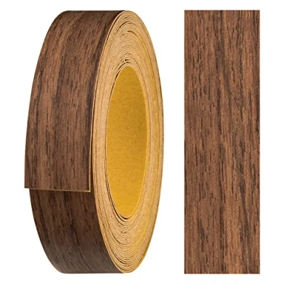 Imagen de haggiy Cinta para bordes de melamina autoadhesiva 18 mm x 5 m I muebles Sujeción segura sin planchar Chapa estantes/paneles madera nogal Macchiato