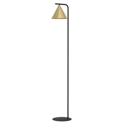 Imagen de Eglo lámpara de pie Narices, luz única minimalista, iluminación metal en latón cepillado, oro, negro, con interruptor paso, casquillo E27