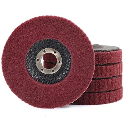 Imagen de 5 discos de fibra nailon 115 mm for pulir, estropajo grano 320, pulido abrasivos amoladora angular 4,5 x 7/8 pulgadas, acabado superficie madera acero inoxidable