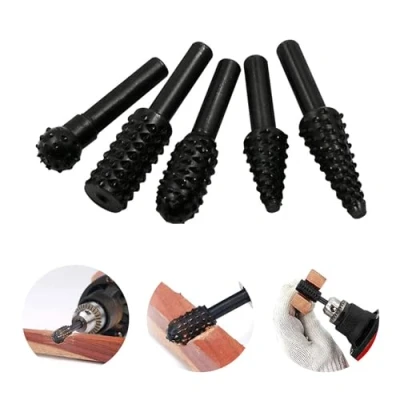 Imagen de JDCMEI 5 Piezas Fresas Carburo de Tungsteno, Juego Brocas para Kit Carpintería Fresa Rotativas Lima Giratoria Limas Tallado, Pulido Metal