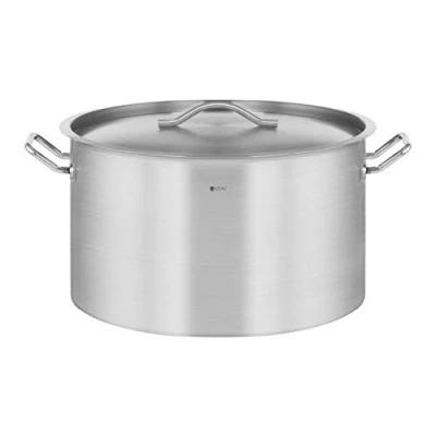 Imagen de Royal Catering Olla de Inducción Cacerola Profesional RCST 58E3 S (Con Tapadera, Acero Inoxidable, Bordes Antigoteo, Fondo 5,8 mm, 59 Litros)