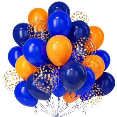 Imagen de Teselife Globos Azul Naranja, 30Piezas Noche Marino Oscuro Naranja Confeti Globo Latex Niño Hombres Cumpleaño Aniversario Compromiso Boda Despedida Soltera Tema Náutico Espacial Deco