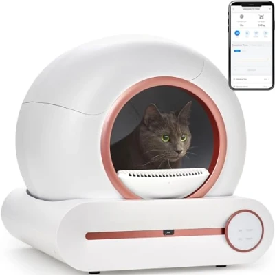 Imagen de Arenero Gatos Autolimpiable Cubierto Inodoro para Automático Cat Gato Grande con Control App Silencios Varios (Rosa)