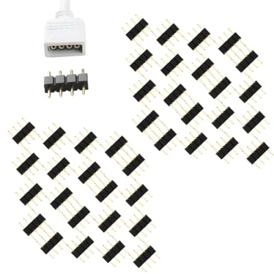 Imagen de CESFONJER LED 4 pines Conectores, 10 mm macho a PIN RGB Conectores De Cables Negro para 5050 3528 Strip
