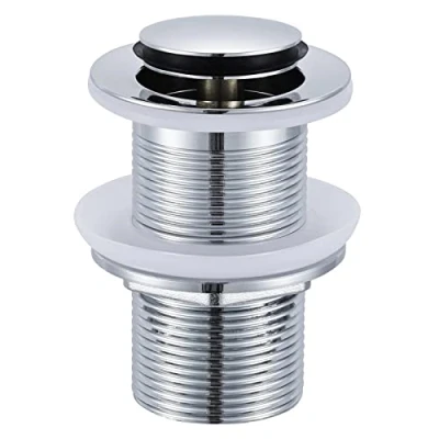 Imagen de Peppermint tapón de desagüe lavabo sin ranurar, rebosadero para fregadero baño, resorte latón, cromado