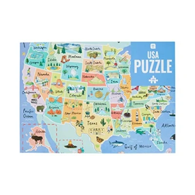 Imagen de Talking Tables Rompecabezas y póster del Mapa de los 50 Estados Unidos Azul 1000 Piezas, Color Puzzle (PUZZ Map USA)