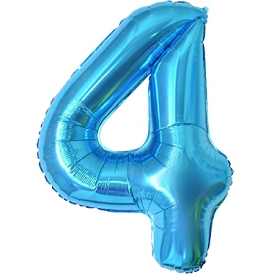 Imagen de Globos de Cumpleãnos 4 Azul,101 CM Globo Numeros Gigantes Grandes Decoracion,Globo Numero 4,Globos Niño Niña Adultos,Vuelan con Helio