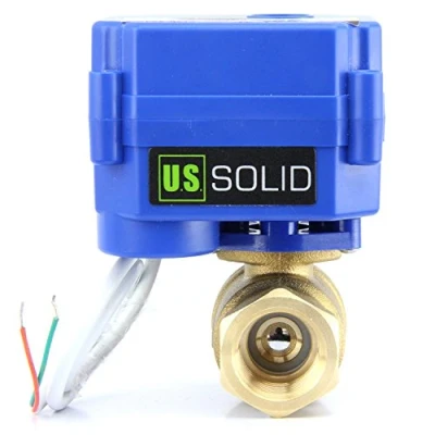 Imagen de U.S. Solid 1&quot; Latón Válvula Motorizada 220V AC (85V 265V AC) Normalmente Cerrado (NC), 2 Vias de bola electrica, Cables, Regreso Automatico