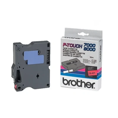 Imagen de P Touch 7000 Brother TX 431 cinta negro sobre rojo 12 mm (original)