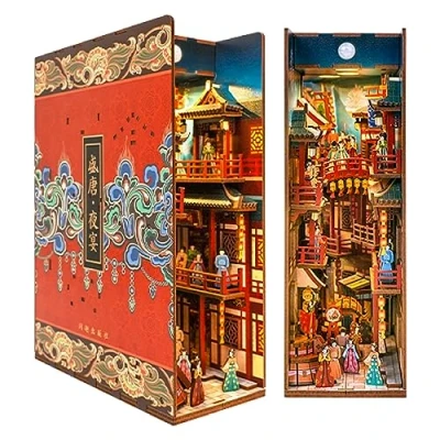 Imagen de Tonecheer DIY Book Nook Kit Maqueta Puzzle 3D de Madera para Adultos Construir Casa en Miniatura Casas Muñecas Manualidades con Luz Regalos Personalizados (The Banquet of Tang