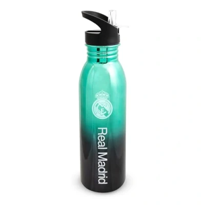 Imagen de Hy Pro Botella de agua con licencia oficial del Real Madrid CF UV, 700 ml, metálica, acero inoxidable, popote plegable integrado, a prueba fugas, ligera, gran idea regalo fútbol