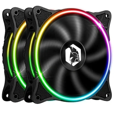 Imagen de EMPIRE GAMING Ventilador de Caja PC Gamer 2x120 MM Flujo aire elevado RGB Direccionable LED PWM 3 Pines 5 V Dual Loop Silencioso Refrigeración 12 CM Negro