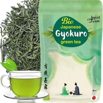 Imagen de té verde Gyokuro BIO cosechado a mano en Japón de sombra especial japonés, 120g. Orgánico, Natural y Puro