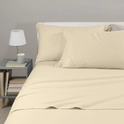 Imagen de Caleffi Sábanas de Franela Lisa para Cama Individual, Color Marfil, 19163