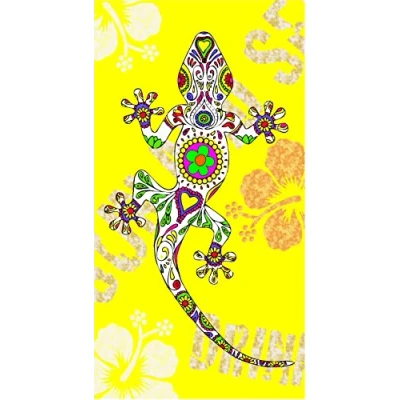 Imagen de Miracle Home. Toalla Microfibra Playa Lagartija, 100% Poliester, Amarillo, 95 X 175 Cm. 15090