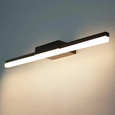 Imagen de DILUMEN Lámpara de Espejo Baño 56 cm 14W 1200LM 230V,Prueba Agua IP44 Aplique LED Negro,Blanco Calido 3000K Luz Moderno.