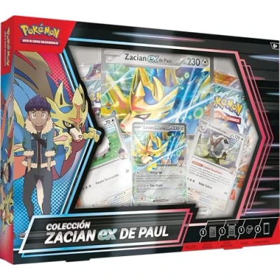 Imagen de Pokémon JCC Colección Zacian ex de Paul (3 Cartas holográficas promoción, 1 Carta holográfica Gran tamaño y 4 Sobres Mejora)