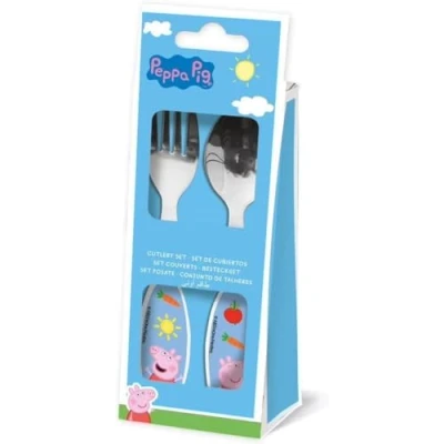 Imagen de Set de 2 cubiertos infantiles acero inoxidable compuesto tenedor y cuchara Peppa Pig