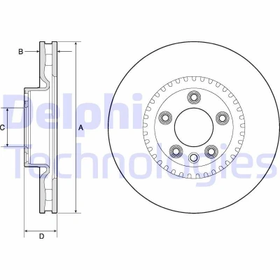 Imagen de DELPHI BG9168C Disco de freno 368 36 5 ventilado revestido sin procesar cojinete rueda, anillo sensor ABS PORSCHE: Cayenne