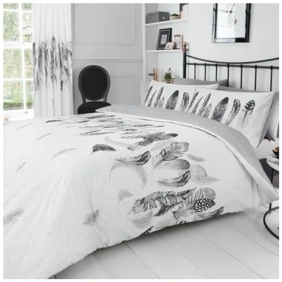 Imagen de GC GAVENO CAVAILIA Suave y acogedora Funda de edredón Reversible Plumas fácil Cuidado, Juego Ropa Cama polialgodón, Blanco, Doublé (200 x 200cm)