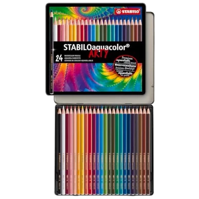 Imagen de Lápiz de color acuarelable STABILO aquacolor Estuche metal con 24 colores