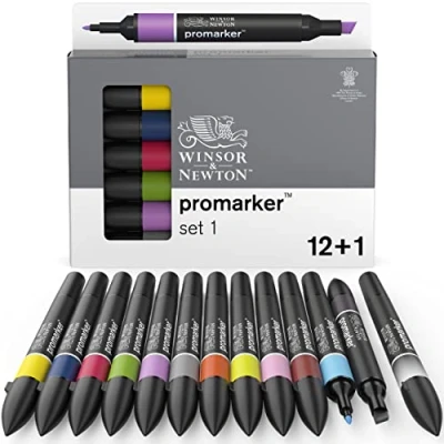 Imagen de Winsor &amp; Newton Set de Rotuladores ProMarker, 12 + 1 Unidades, 1, Colores Surtidos