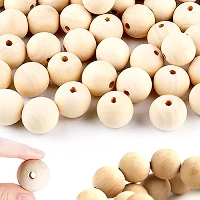 Imagen de redondas Bolas Cuentas de Madera, 45 Piezas 30 mm Natural Madera con Agujero Grande, Para la Fabricación Manualidades Decoraciones, el hogar, Joyas Bricolaje (30mm, 45pcs)