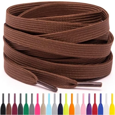 Imagen de Miscly Cordones Planos para Zapatillas, Disponibles en Varias Tallas y Colores (Marrón, 91 cm)