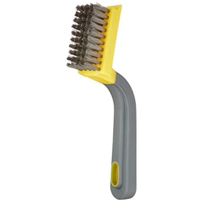 Imagen de Amazon Basics Cepillo raspador ancho, acero inoxidable, agarre suave, Negro y amarillo