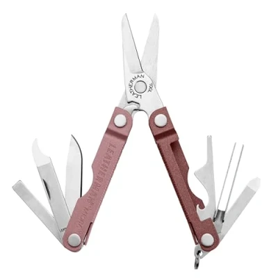 Imagen de Leatherman Micra Multiherramienta de acero inoxidable para el llavero, con tijeras muelle y otros 9 utensilios uso diario, Heathered Blush