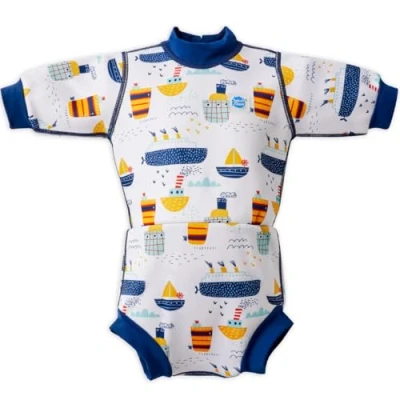 Imagen de Splash About Happy Nappy Wetsuit Traje de baño una Pieza, Tug Boats, 0 4 Meses Unisex bebé