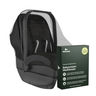 Imagen de Nematek Red de protección contra mosquitos para bebés con solapa magnética, apta para, por ejemplo, Maxi Cosi y Cybex Babyschale Baby Insektenschutz incluida práctica bolsa transporte goma