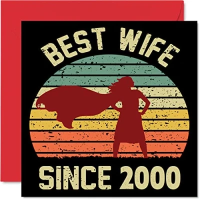 Imagen de Tarjeta de 24 aniversario para esposa marido, mejor desde 2000, regalos con texto en inglés &quot;I Love You&quot;, tarjetas feliz boda pareja, felicitación