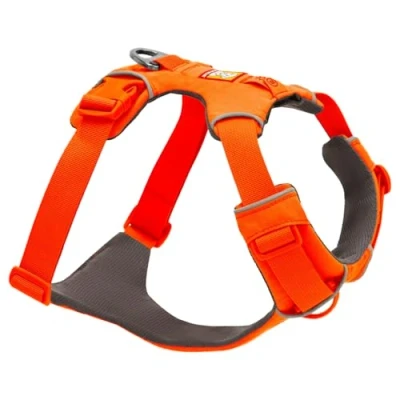 Imagen de RUFFWEAR Front Range Arnés, Reflectivo con Forma de Y, Ajustable y Confortable arnés Acolchado para el Paseo del Perro, sin tirones, 2 enganches Correa Anilla en V, Blaze Orange, XXS