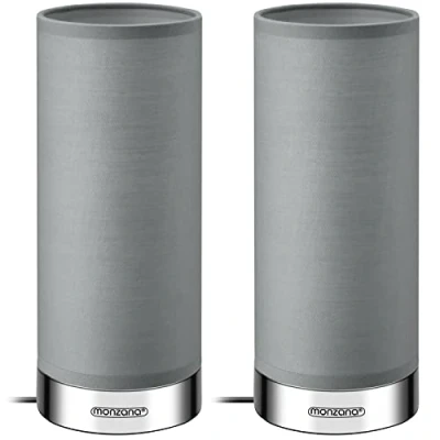 Imagen de Monzana 2x Lámparas de Mesita Noche LED Táctil Dormitorio Escritorio E14 Atenuable Cromo Gris