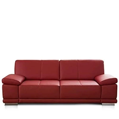 Imagen de CAVADORE Corianne Sofá pequeño de 2,5 plazas, Fabricado en Cuero auténtico con un diseño Moderno, reposabrazos Ajustable, Medidas 192 x 80 99 cm y Color Rojo