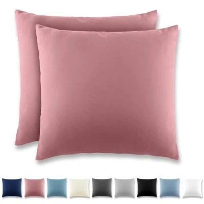 Imagen de REDKEY Funda Almohada Juego de 2 Fundas Almohadas 40x40 cm, con Cremallera Oculta, Transpirable Suave Antiarrugas Microfibra Rosa Loto