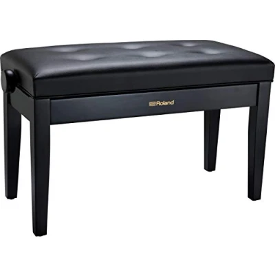 Imagen de Banco de piano Roland tamaño dueto en negro satinado con asiento vinilo RPB D300BK
