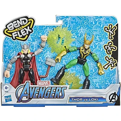 Imagen de Figura de acción Thor vs. Loki 15 cm Marvel Avengers Bend and Flex, para niños a Partir 4 años