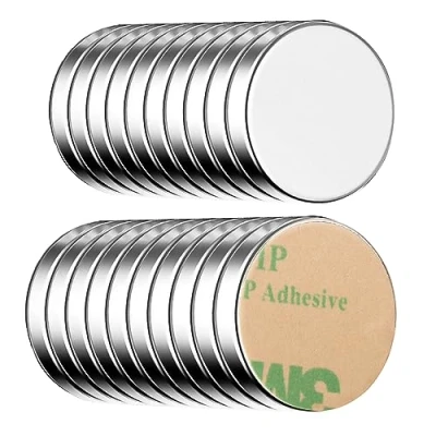 Imagen de ECENCE Imanes de neodimio 20 Piezas Redondos autoadhesivos 10x1,5mm Recubrimiento NiCuNi en Forma Disco