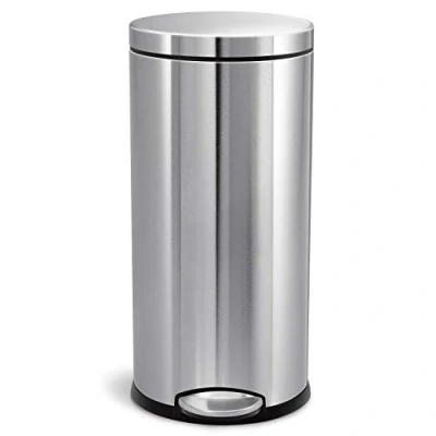 Imagen de simplehuman CW1810 cubo redondo con pedal, acero inoxidable cepillado, 30 L