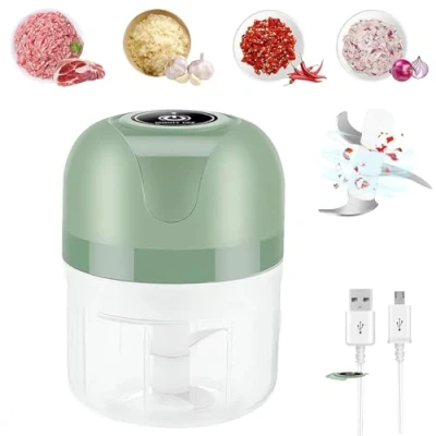 Imagen de Collectale Usb Rechargebale Electric Garlic Grinder, 100ML/250ML Portable Mini Chopper Electric, Cordless Small Blender Food Processor, Onion Meat Nut Vegetable Cutter (Green 250ML)