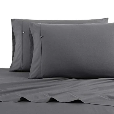 Imagen de Nautica Solid Collection Juego de Cama 4 Piezas, 100% algodón, crujiente y Transpirable, fácil Cuidado, para Extragrande, Color Gris