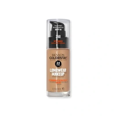 Imagen de REVLON ColorStay Base de Maquillaje SPF 15, con Vitamina E, Cobertura Media Alta, Larga Duración, Acabado Mate, Resistente al Agua, para Piel Mixta Grasa, Tono 350, Rich Tan 30 ml