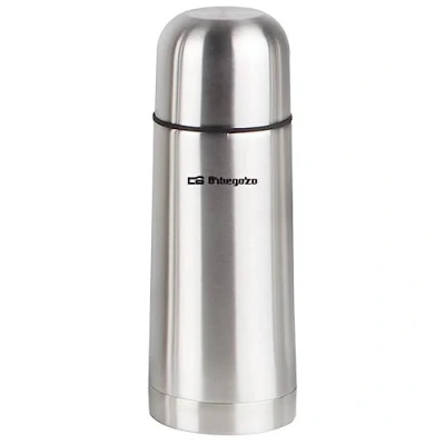 Imagen de Orbegozo TRL 360 Termo para líquidos, temperatura fría o caliente, fabricado en acero inoxidable, tapón con pulsador dosificador, 350 ml