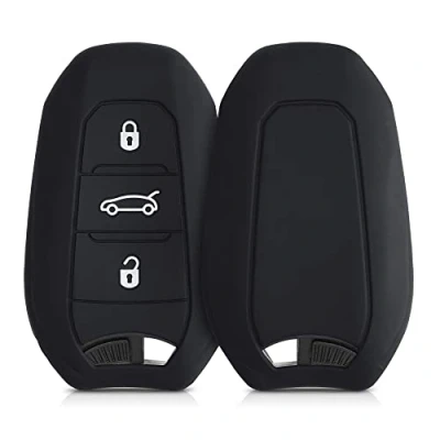 Imagen de kwmobile Funda Compatible con Peugeot Citroen Llave de Coche Smartkey 3 Botones (Solo Keyless Go) Carcasa Protectora Silicona para Case en Negro