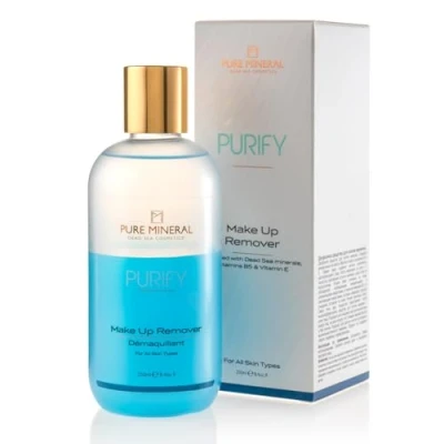 Imagen de Pure Mineral Make up Entferner Bi Phase sanfter Reiniger wasserfest angereichert mit Vitaminen B5 und E ohne Silikone, Sulfate, Parabene 250 ml