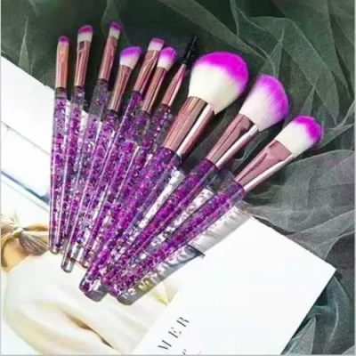 Imagen de Juego de brochas maquillaje con 10 piezas cerdas suaves (Size : PURPLE)