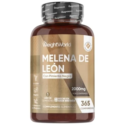 Imagen de Melena de León (Lions Mane) 2000mg, Extracto 25:1 Hericium Erinaceus Con 50% Polifenoles, Pimienta Negra 365 Comprimidos Veganos, 1 Año Suministro, Alta Absorción, Sin OGM ni Gluten
