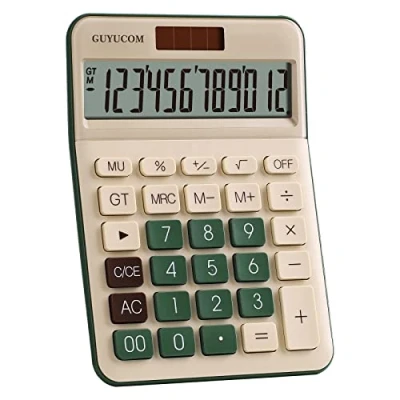 Imagen de GUYUCOM Calculadora Grande de 12 dígitos con Pantalla LCD, Botón Sensible, Solar y Batería Doble Potencia para Maestros, Estudiantes la Oficina